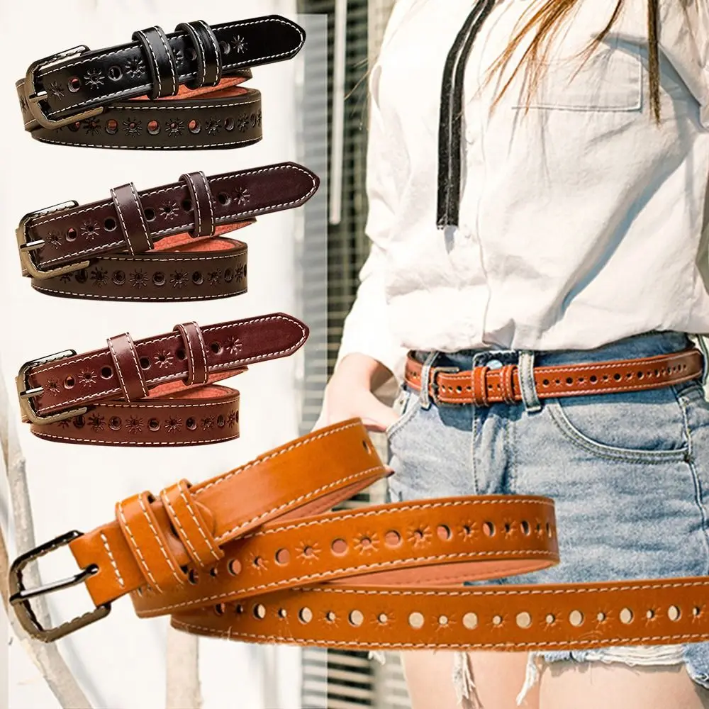 

Fashion Retro Vintage Casual Trouser Dress Belts Pin Buckle Waistband Leather Belt Thin Waist Strap