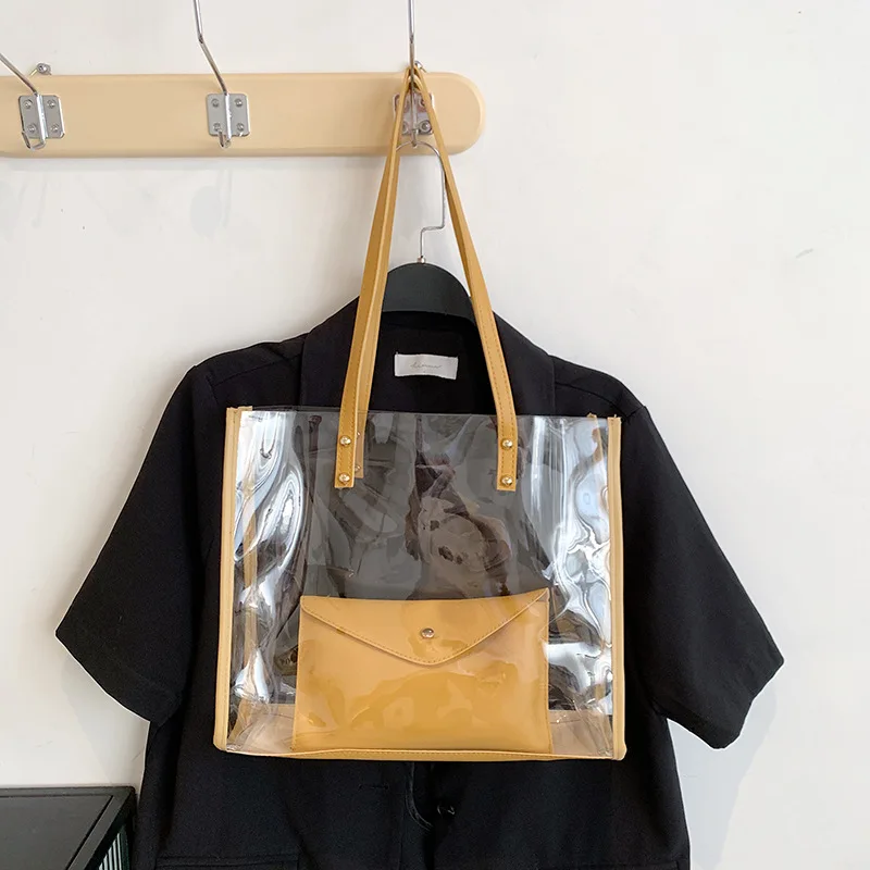 Tote Bags PVC Women Handbags Shoulder Bags Large Capacity Clear Shopping Composite Bag Waterproof Bolso Transparente Para Mujer