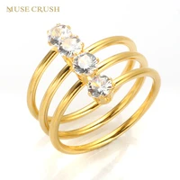 muse crush luxury shiny cz crystal ring stainless steel cubic zirconia rings for women wedding engagement jewelry accessory