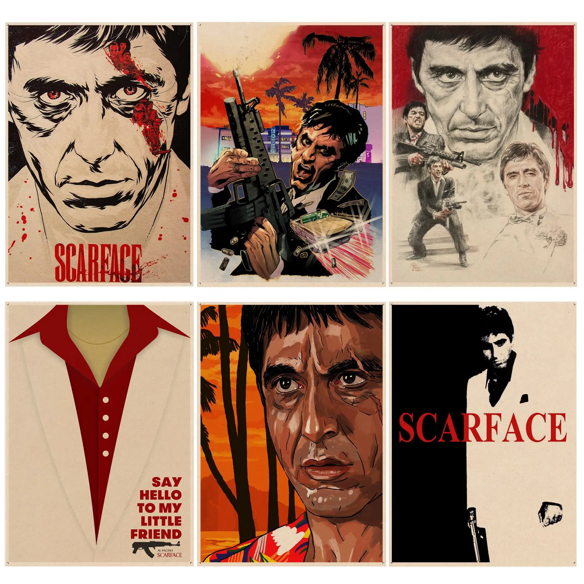 

Scarface Good Quality Prints and Posters Vintage Room Bar Cafe Decor Room Wall Decor