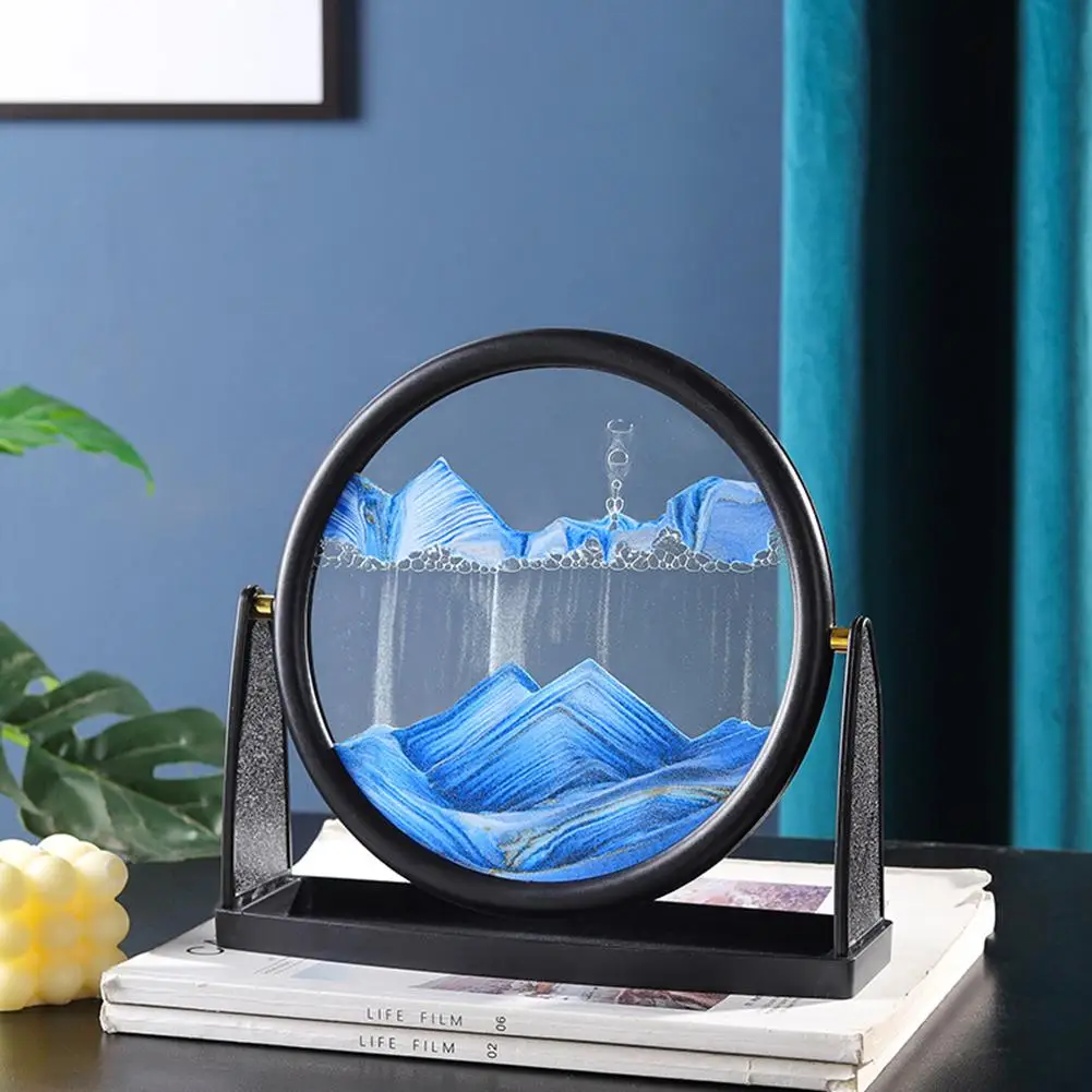 

3D Moving Sand Art Flowing Sand Picture Hourglass Glass Dynamic Display Quicksand Painting For Home Office Desk Decoration