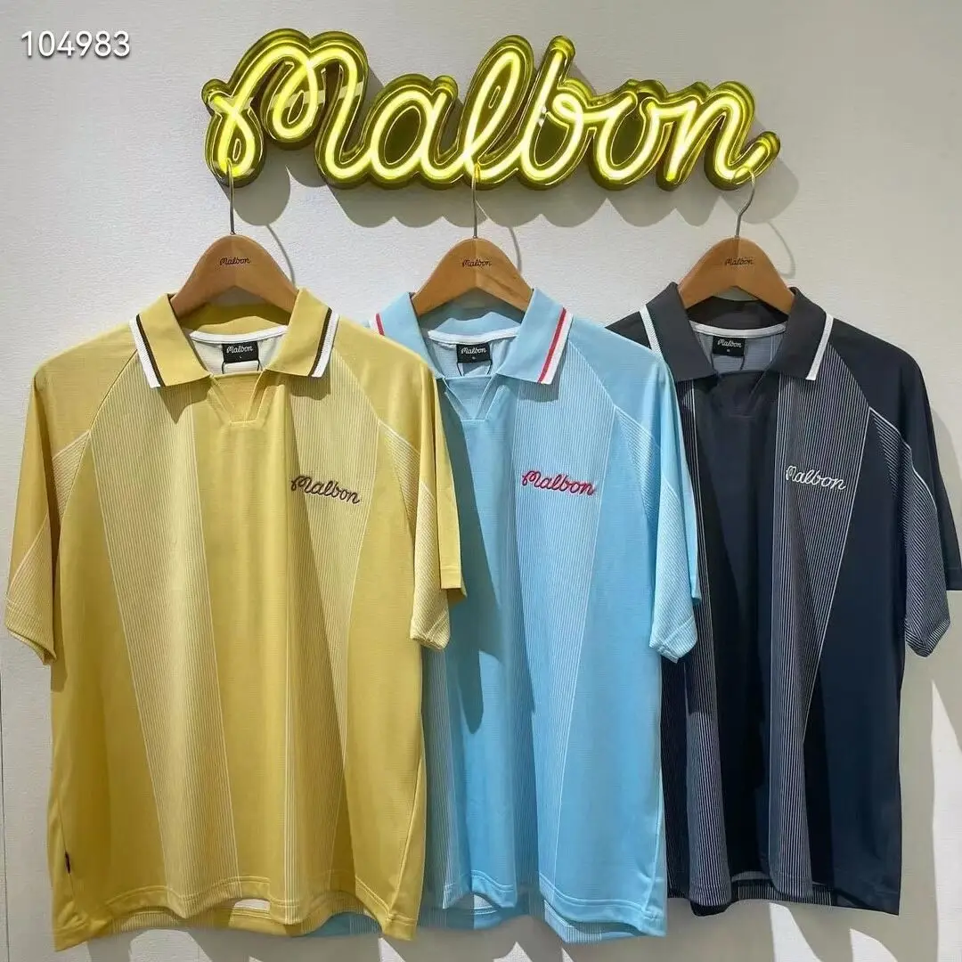 

Golf Men's T Shirt Sleeve Striped Print Quick Dry Fabric