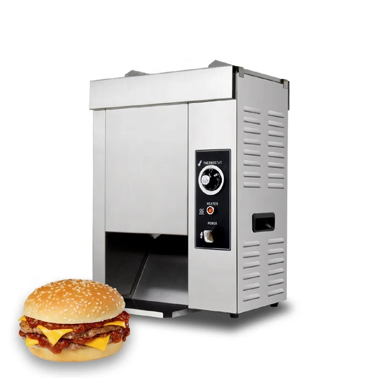 

Commercial Automatic Hamburger Waffle Patty Machine Vertical Hot Dog Bun Toaster Hamburger Bread Grill Making Machine