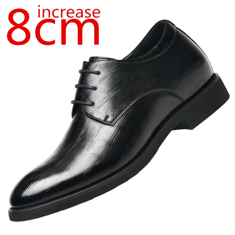 

Мужские искусственные невидимые мужские классические туфли из натуральной кожи, увеличивающие рост, 8 см, Британская мода, обувь для банкетов