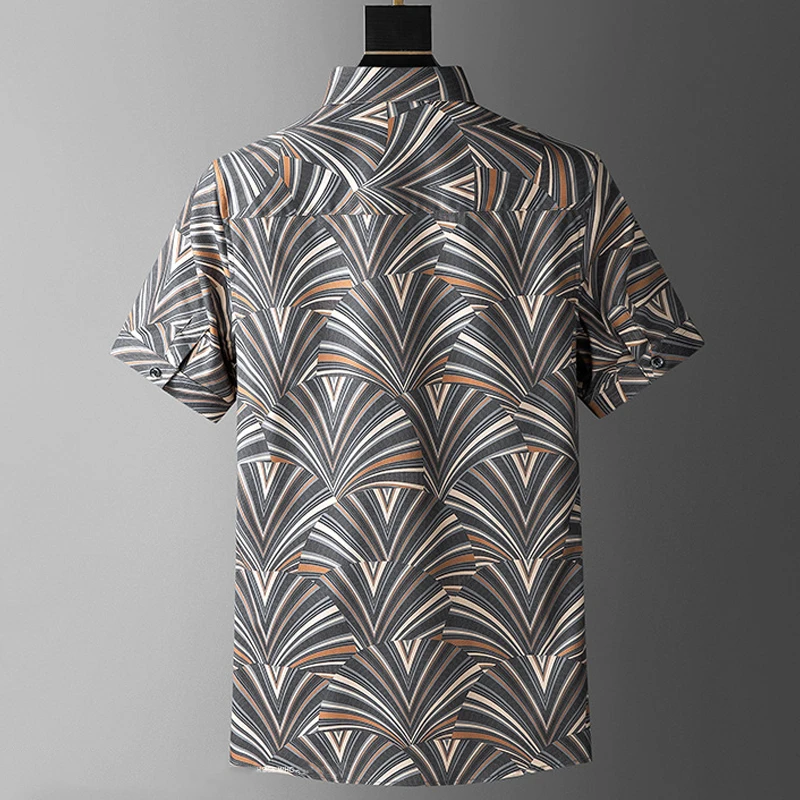 Summer Shirt Men Causal Shirts Luxurious Shirt Male Summer Short Sleeve Blouse Slim Fit Business Tops Fashion Pattern