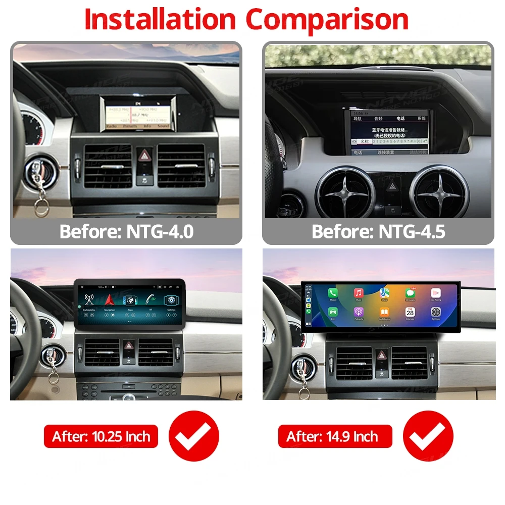 NAVIGUIDE 14 9 &quotAndroid 13 Автомобильный радиоприемник для Mercedes GLK Class X204 NTG 4 5