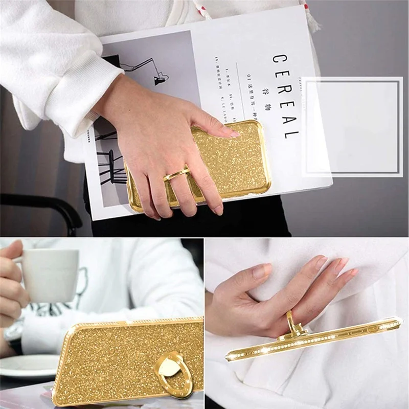 Shiny Glitter Phone Case for Xiaomi Redmi Note 10 9 S 8 Pro Max 9C Mi 11 Lite 10T Poco X3 Pro NFC Bling Stand Holder Coque Cover