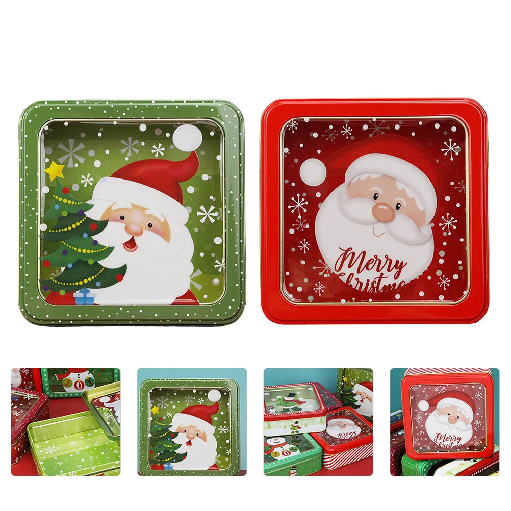 

Christmas Tins Box Cookie Candy Gifttin Storage Tinplatelids Empty Container Boxes Jar Metal Santa Containersholiday Treats