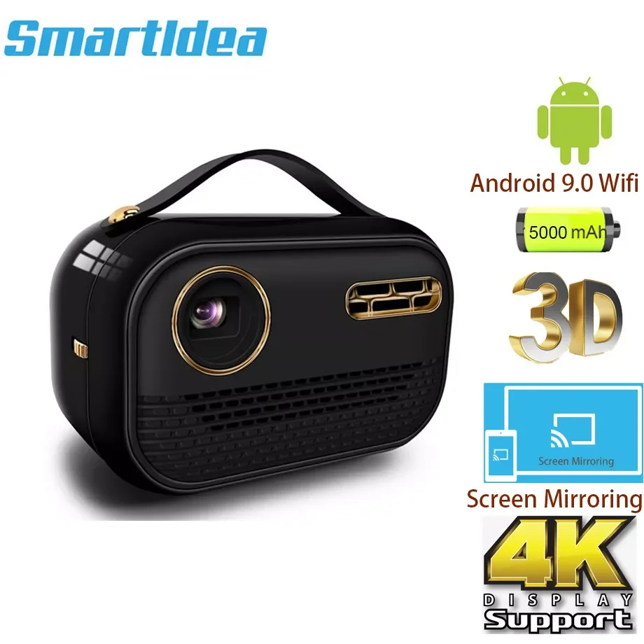 

NEW2023 P16 Portable projector Smart Android LED WiFi DLP Proyector 4K for Smartphone 3D Outdoor Yard Party beamer