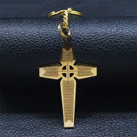 religious cross pendant keyring stainless steel gold color jesus beliefs key ring jewelry llaveros para mujer k4293s02