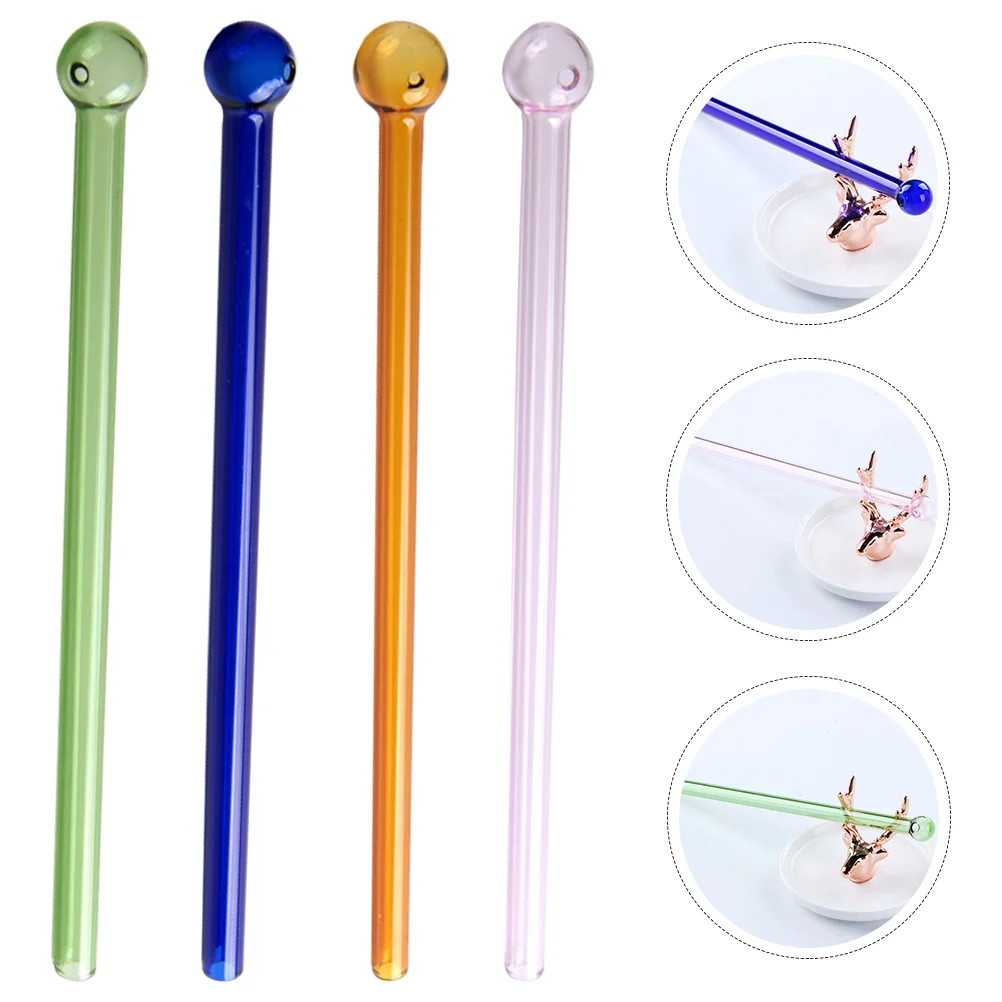 

Straws Glass Straw Reusable Drinking Cocktail Straight Washable Drink Smoothie Coffee Clear Round Stick Stirrer Milk Party