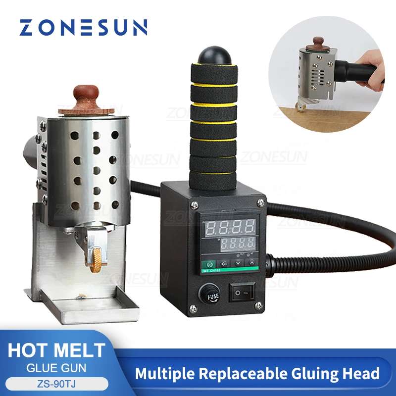 

ZONESUN ZS-90TJ Hot Melt Glue Gun Rolling Machine High Temperature 50ml/150ml for Paper Bag Leather Carton Album DIY Crafts Tool
