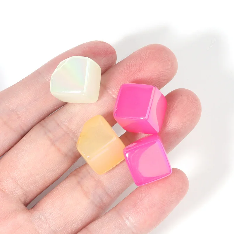 13mm 10pcs Acrylic Plated Color Jelly Square Diagonal Beads DIY Jewelry Single Hole Earring Tail Bead Necklace Accessories