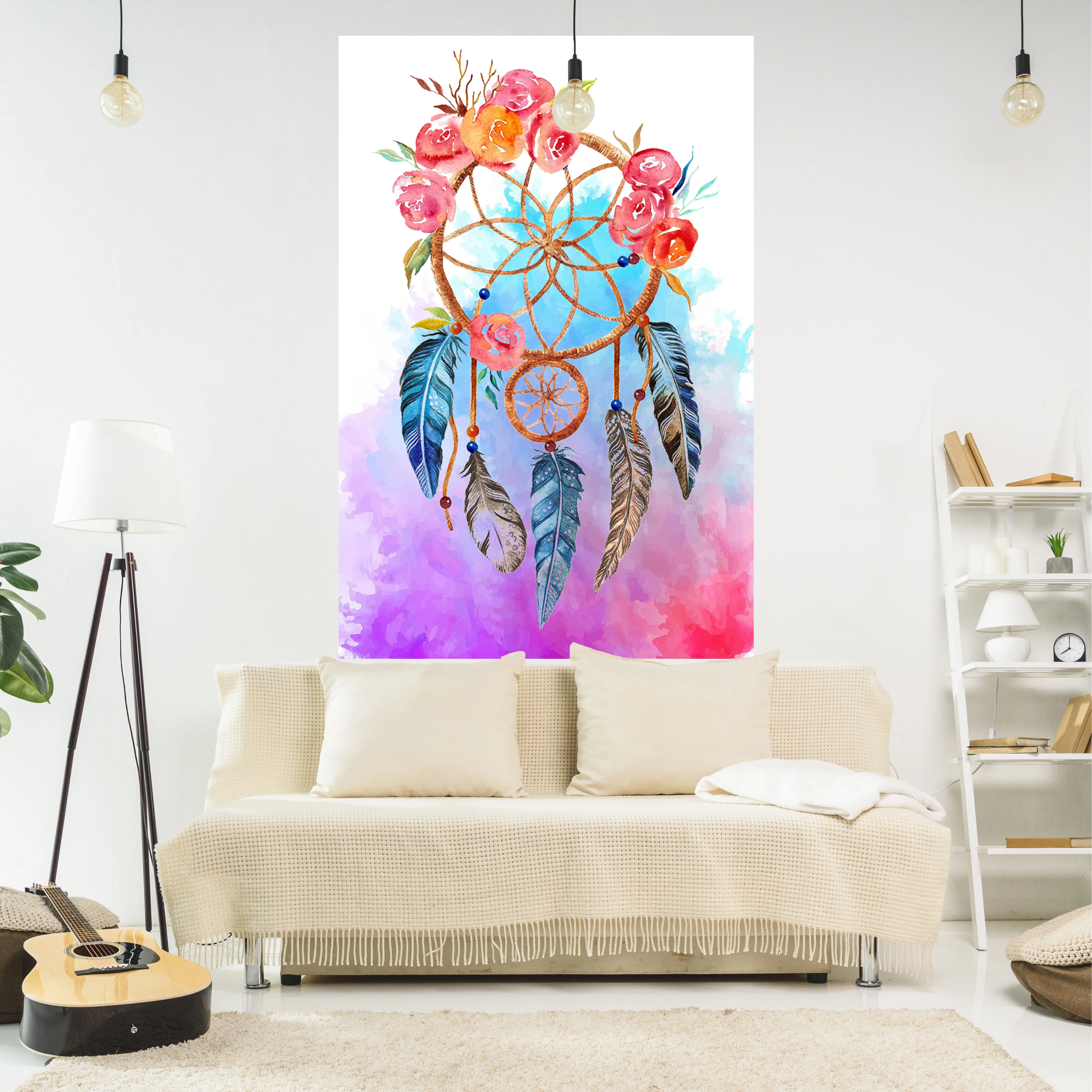 

XxDeco Watercolor Art Tapestry Dream Catcher Bohemian Printed Wall Hanging Carpets Bedroom Or Home For Decoration