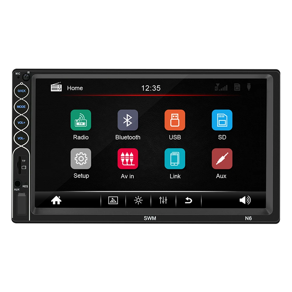 

Universal Double 2DIN Touch Screen Car Stereo MP5 Player 7 Inches FM Radio Bluetooth USB AUX RCA 12V 60W Reversing Image