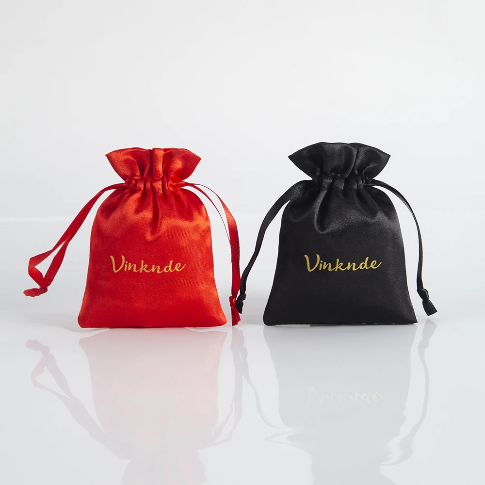 100pcs Satin Drawstring Bags Custom Dust Bags Jewelry Package Pouch Personalized Logo Printed Wholesale Product Package Gift Bag