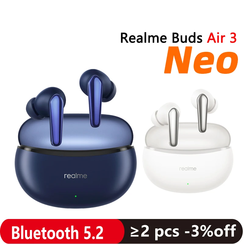 

Realme Buds Air 3 Neo Earphone 30-hour Long Battery Life AI ENC Call Noise Cancellation 88ms Ultra-low Latency IPX5 Waterproof