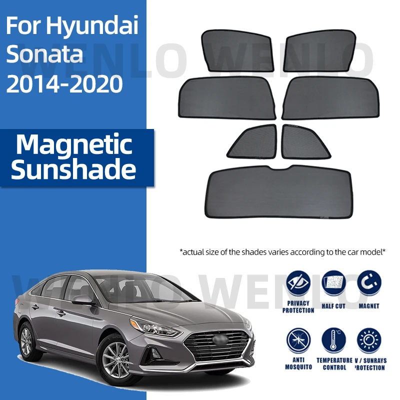 

Солнцезащитный козырек на боковое окно автомобиля для Hyundai Sonata 2014-2020, магнитный внутренний сетчатый чехол, аксессуары на заказ, солнцезащит...