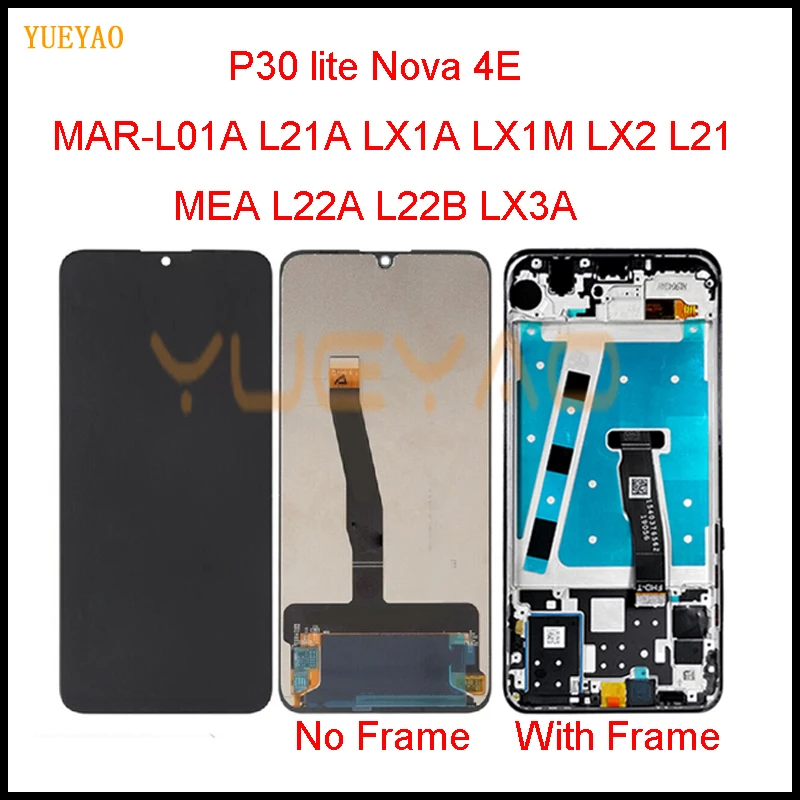 ЖК-дисплей с рамкой для HUAWEI P30 Lite дигитайзер ЖК-экрана в сборе экран Nova 4e MAR-LX1 LX2