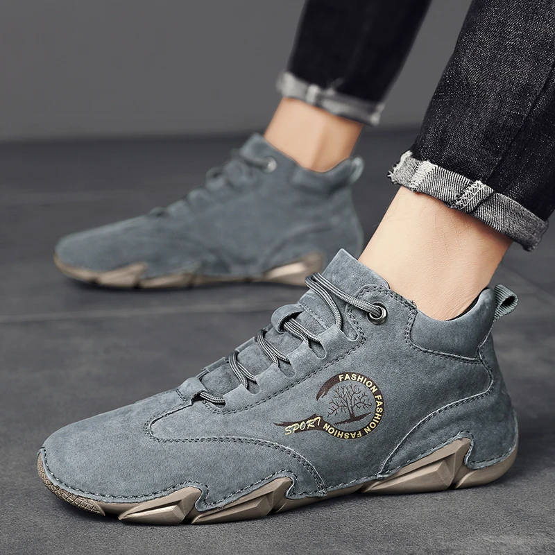 

Hand-stitching Leather Shoes Men's Casual Work Retro Soft Leather Casual Men Shoes Hot Sale Footwear 2023 Walking Hiking Shoes