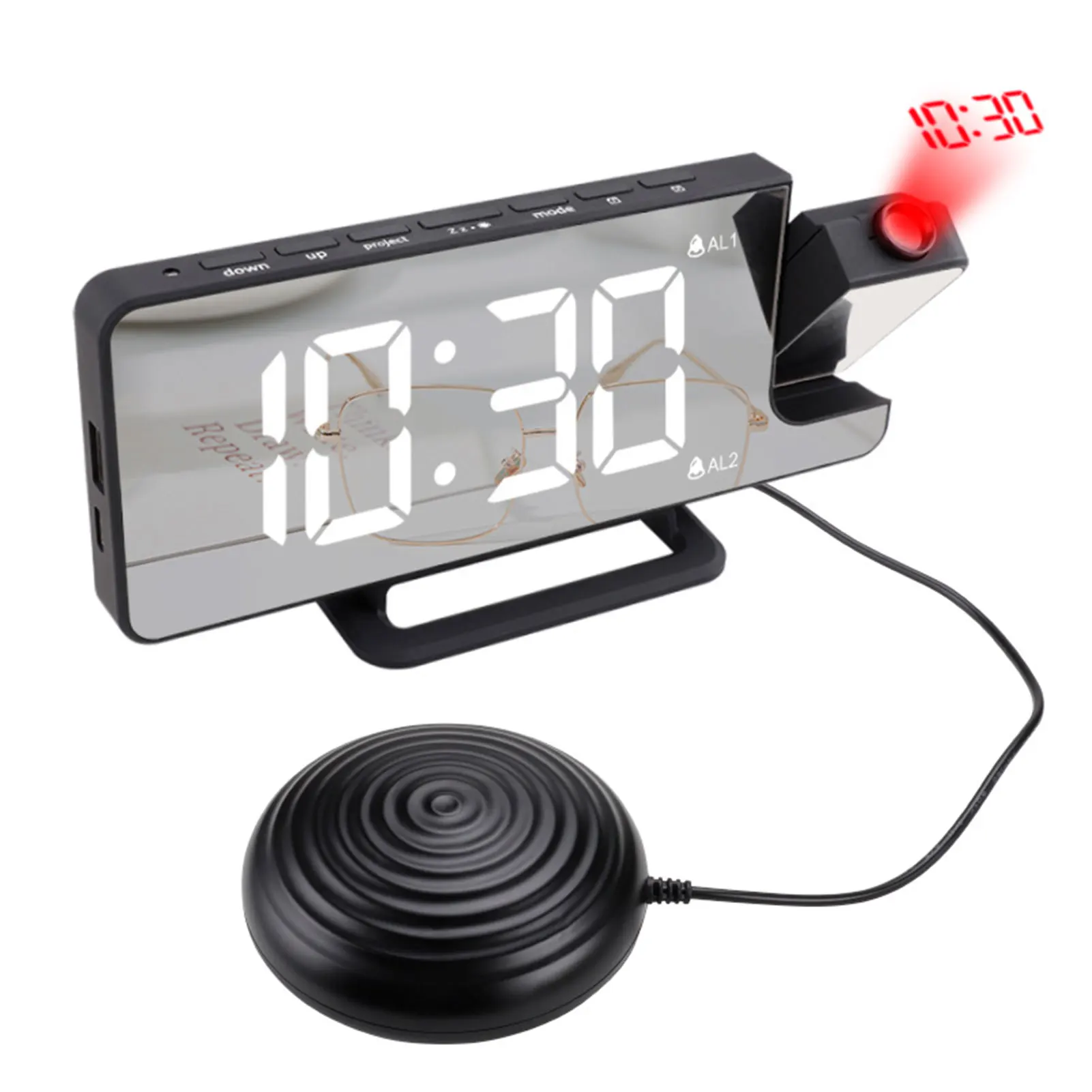 

With 0-100 Percent Dimmer Adjustable Angle USB Charger Bedroom Home Snooze Kids Adults Multifunctional Projection Alarm Clock