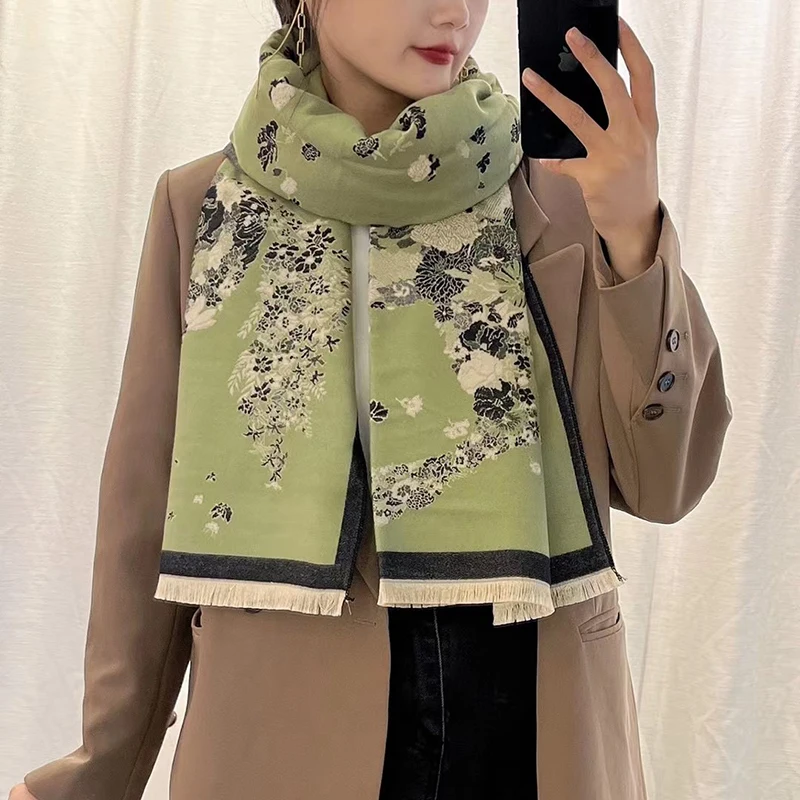 

Luxury Brand Winter Scarf Women's Cashmere Warm Cashmere Scarf Ladies Luxury Scarf Thickening Soft Shawl Wrap