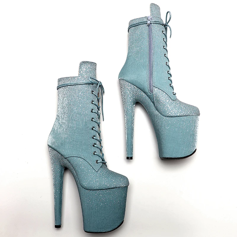 Leecabe 8Inch/20CM glitter PU upper high HeelShoe Fetish Heels  Sexy Exotic Pole Dance Booties