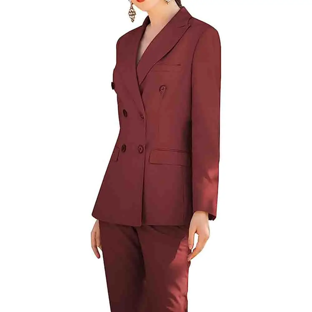 

Women'S Suit 2-Piece Set Double-Breasted Lapel Slim Fit Dress Suitable For Office Commuting Ladies Blazers (Jacket+Pants)