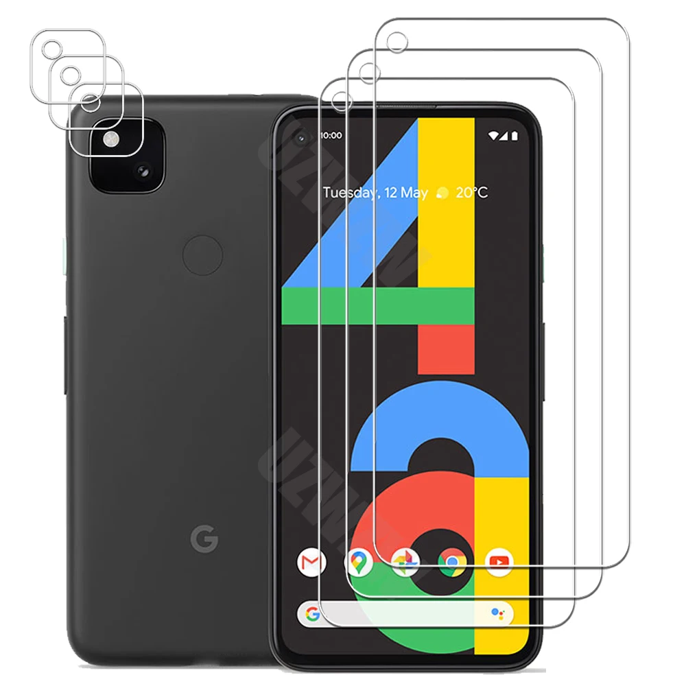 For Google Pixel 4A 4G Camera Lens Film and Phone Protective Tempered Glass Screen Protector