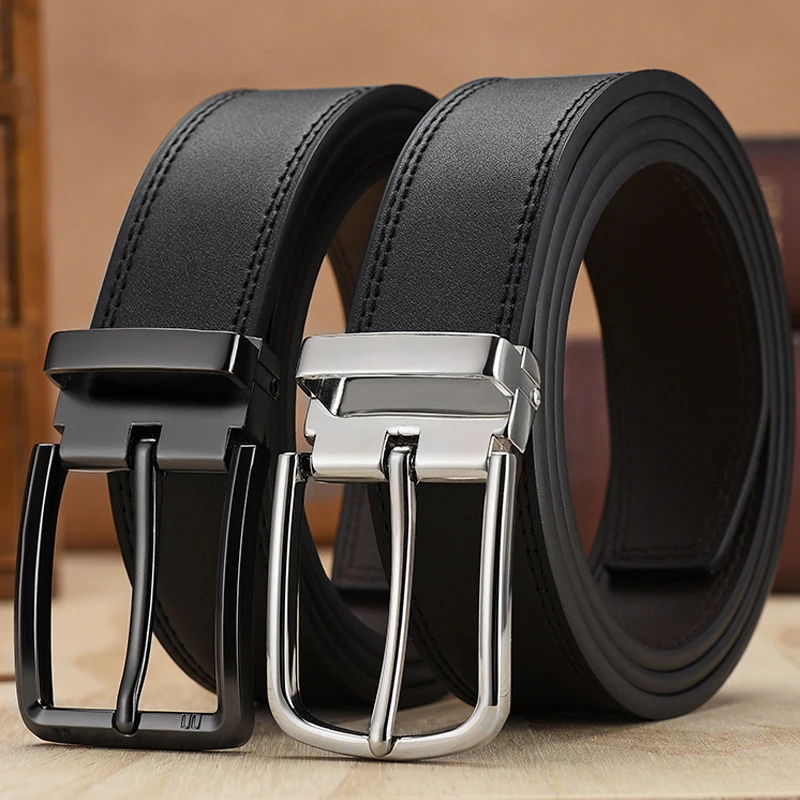 Black Leather Belt Men's Trendy Fashion Casual Luxury Design Business People Western Denim Jeans Accessories Pin Buckle Belt