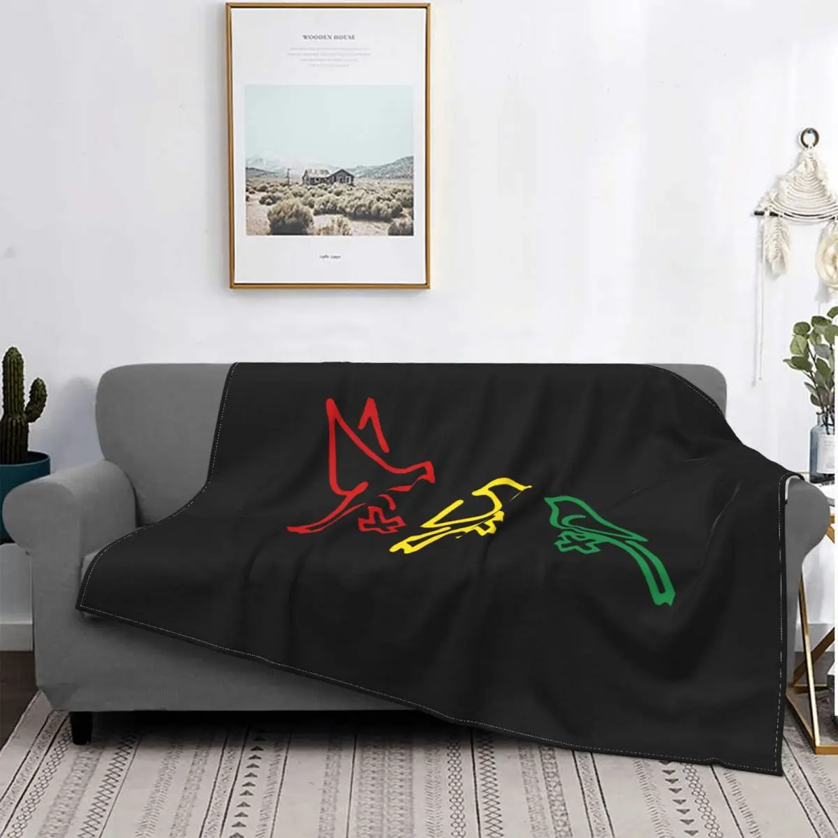 

Ajax Bob Marley 3 Little Birds Colorful Blankets Flannel Decoration Soft Throw Blankets for Bed Travel Plush Thin Quilt