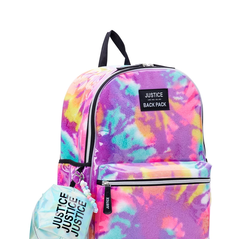 

Girls 17" Laptop Backpack 2-Piece Set with Pouch Purple Tie-Dye