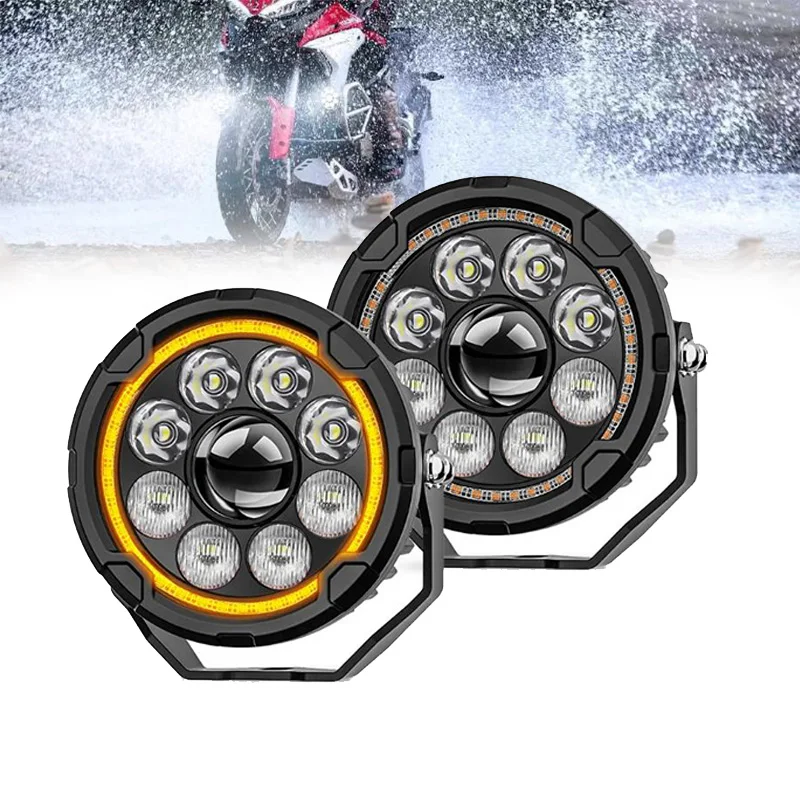 Фото 2025 Новые 4,5-дюймовые фары с дальним ближним светом Янтарный DRL ADV Enduro Street GR Мотоцикл Aux Внешний прожектор для BMW GS №1