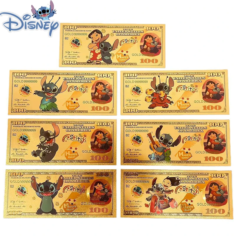 Коллекции открыток из золотой фольги Disney Stitch коллекционные памятные монеты