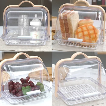 Multi Purpose Transparent Storage box Bread Tableware Spoon Storage Bin Portable Sealed Cleaning Box Food Drain Rack 1