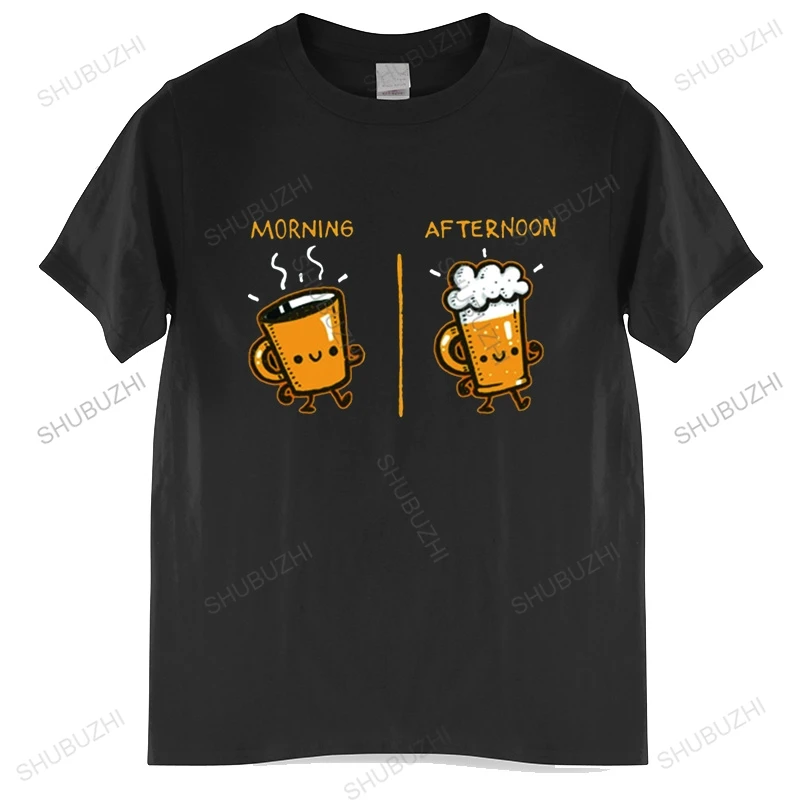 

Длинная футболка на весь день, забавная Милая дизайнерская футболка из 100% хлопка с изображением утренней, кофейной, половины пива, повседне...