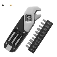 17 in 1 outdoor tool adjustable movable wrench inner hexagonal wrench with screw bit head mini edc tool