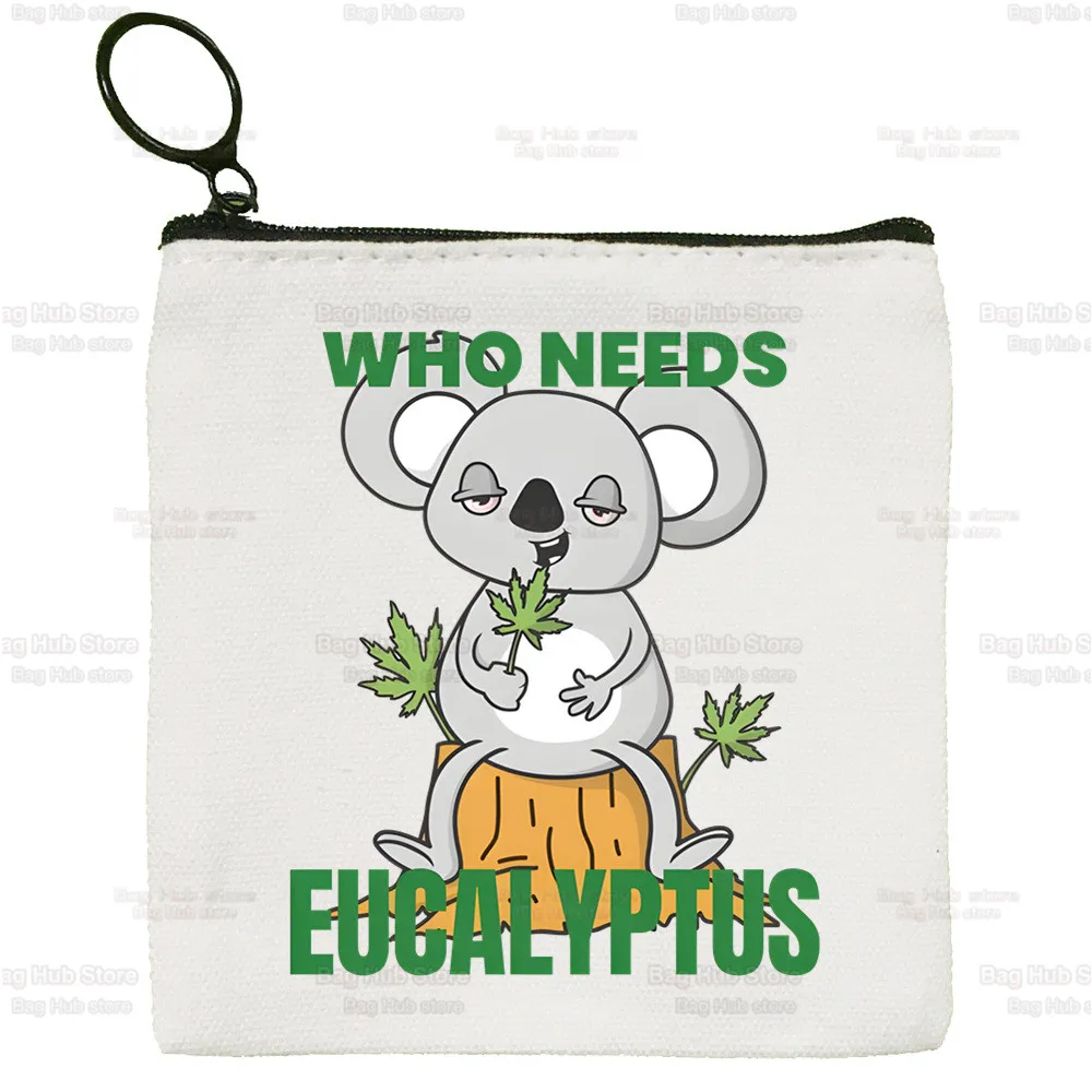 Kawaii Koala Cute Cartoon Korean Version Simple Coin Purse Female Student Canvas Cute Key Bag Mini Clutch Small Purse