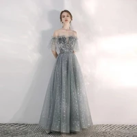 elegant off shoulder prom dresses for women luxury sequin waist slim backless soiree floor length bridesmaid party evening gowns