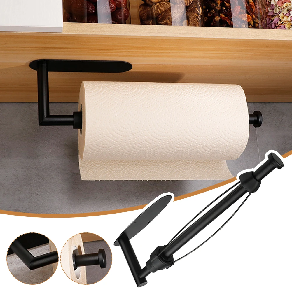 

Black Stainless Steel Paper Towel Holder Single Hand Operable Tissue Towel Dispenser with Damping Effect for Kitchen Bathroom