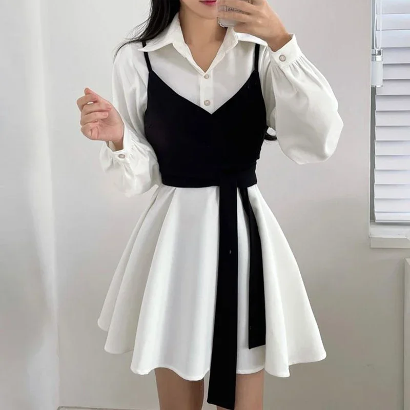 Neploe шикарное французское простое милое темпераментное платье с лацканами