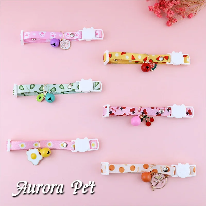 

1Pc Pet Collar Printed Multicolor Cat Collar with Neck Bell Patch Cat Collar Adjustable Antichoke Pet Neck Strap Pet Accessories