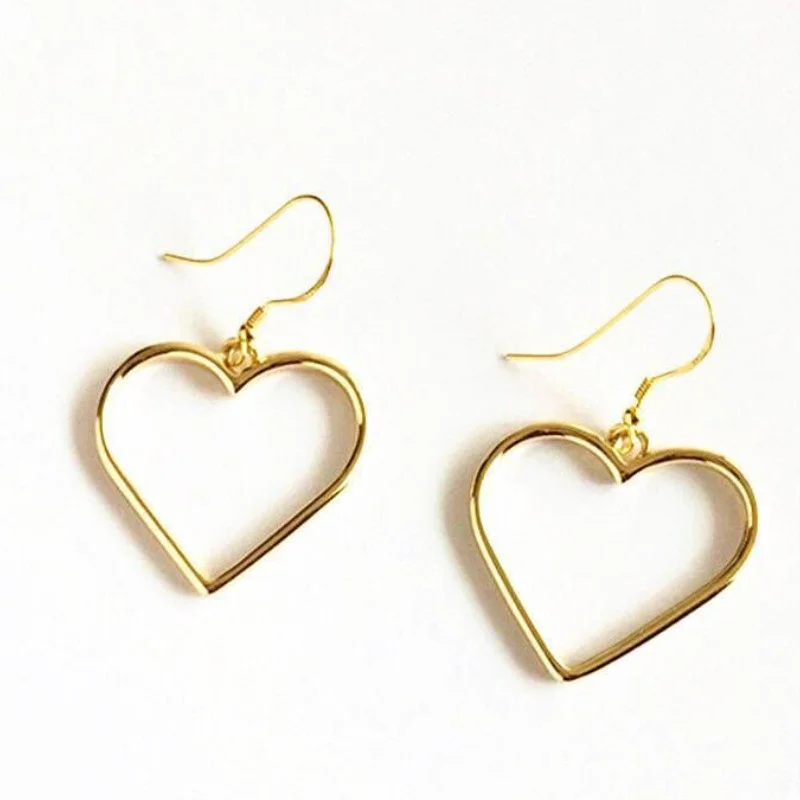 Женские Полые геометрические милые золотые серьги в форме сердца для друзей