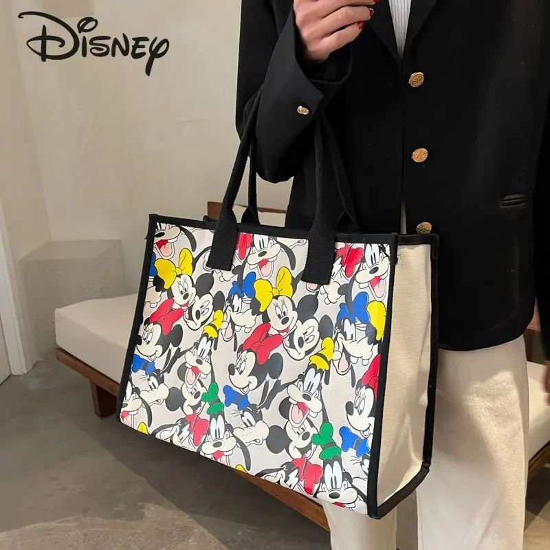 Disney New Canvas Women's Handbag Fashion Luxury Shoulder Bag Cartoon Multi Functional Large Capacity Casual Commuter Bag