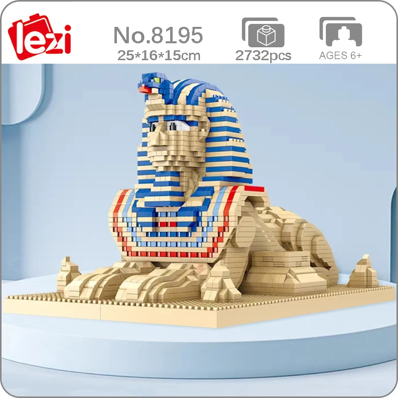 Lezi 8195 мировая архитектура Фараон Сфинкс пустыня монстр статуя 3D Мини Алмазные