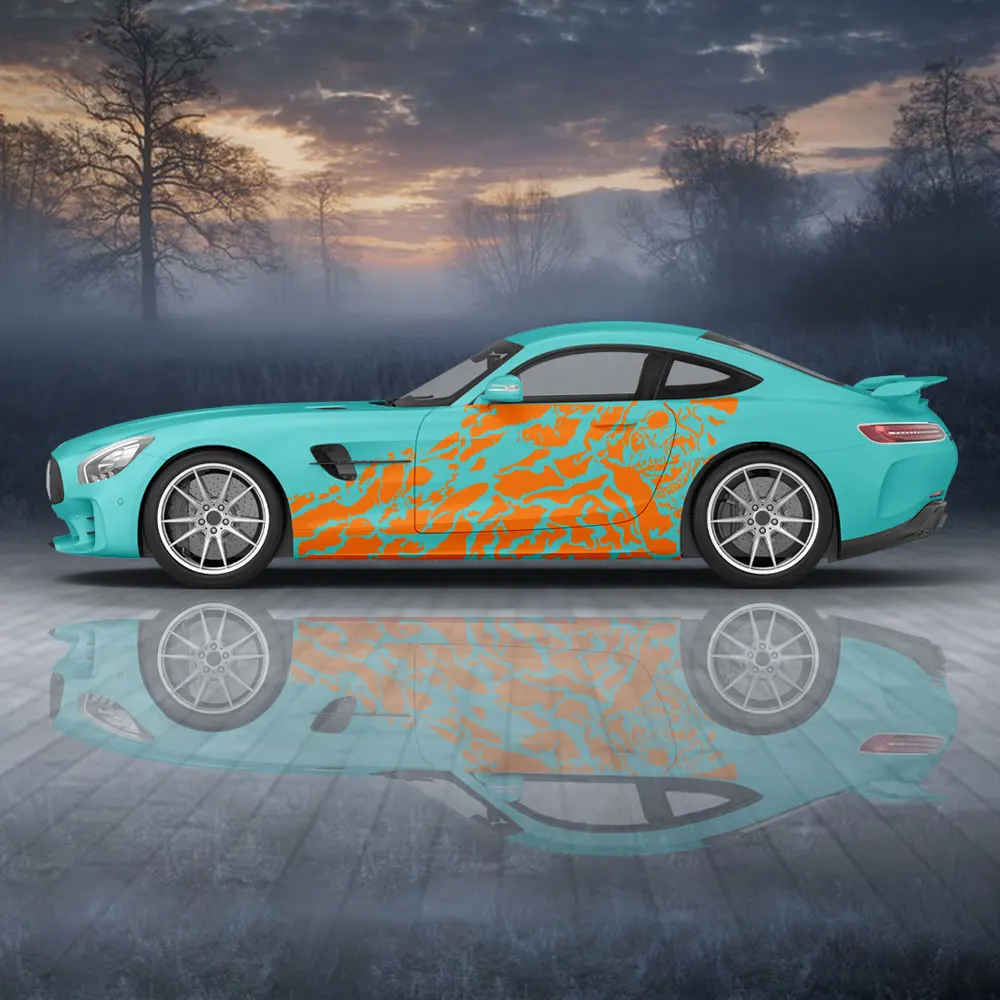 

Colorful Splash Skull Side Vehicle Livery Decals Vinyl Wrap Universal Size Stickers Anime Large Vehicle Graphics Camo Castings