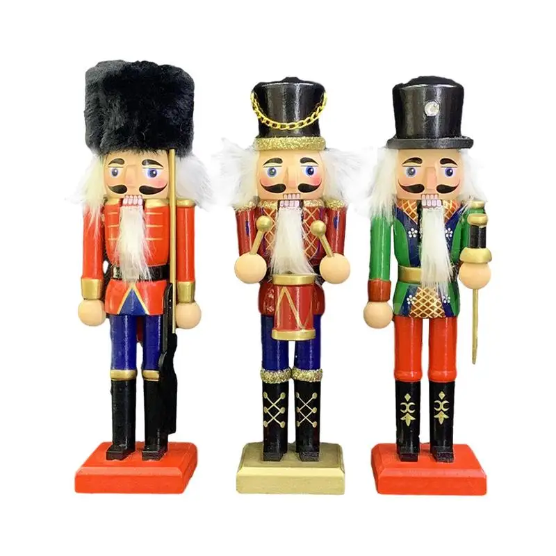 

Christmas Wooden Nutcracker Soldier Wooden Standing Ornaments Doll Kids New Year Gift Natal Home Handpainted Decorations