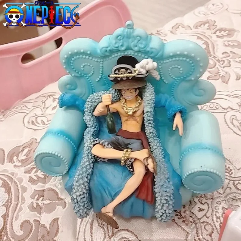 

15cm Anime One Piece 20th Luffy Blue Clothes King sofa Anniversary Of two dimensions Animation Peripheral PVC Action Figure Toy