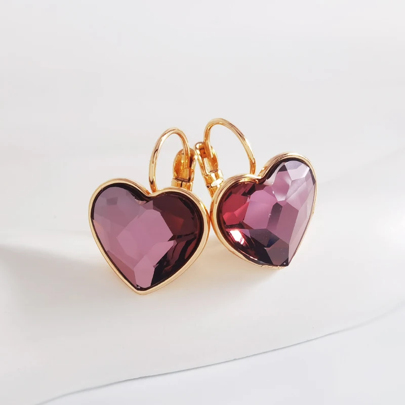 Модные серьги из австрийских кристаллов для женщин, подарки на день Святого Валентина, новые дизайнерские серьги-клипсы в форме сердца, подарок для девушки