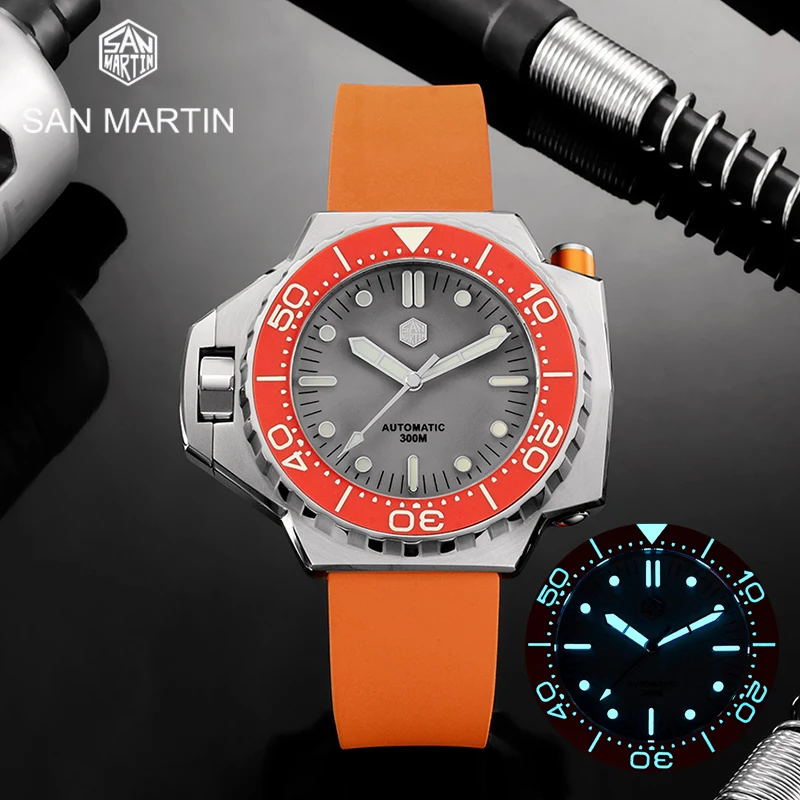 

San Martin 56MM Diver Luxury Watch Helium Device Bi-Directional Rotating Bezel Sapphire SW200 Mens Automatic Mechanical Watches